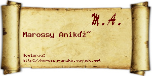 Marossy Anikó névjegykártya